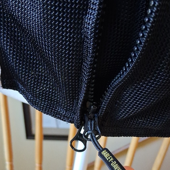 Harley-Davidson Black Mesh Bomber Style Biker Jacket with White Logo - Picture 5 of 13